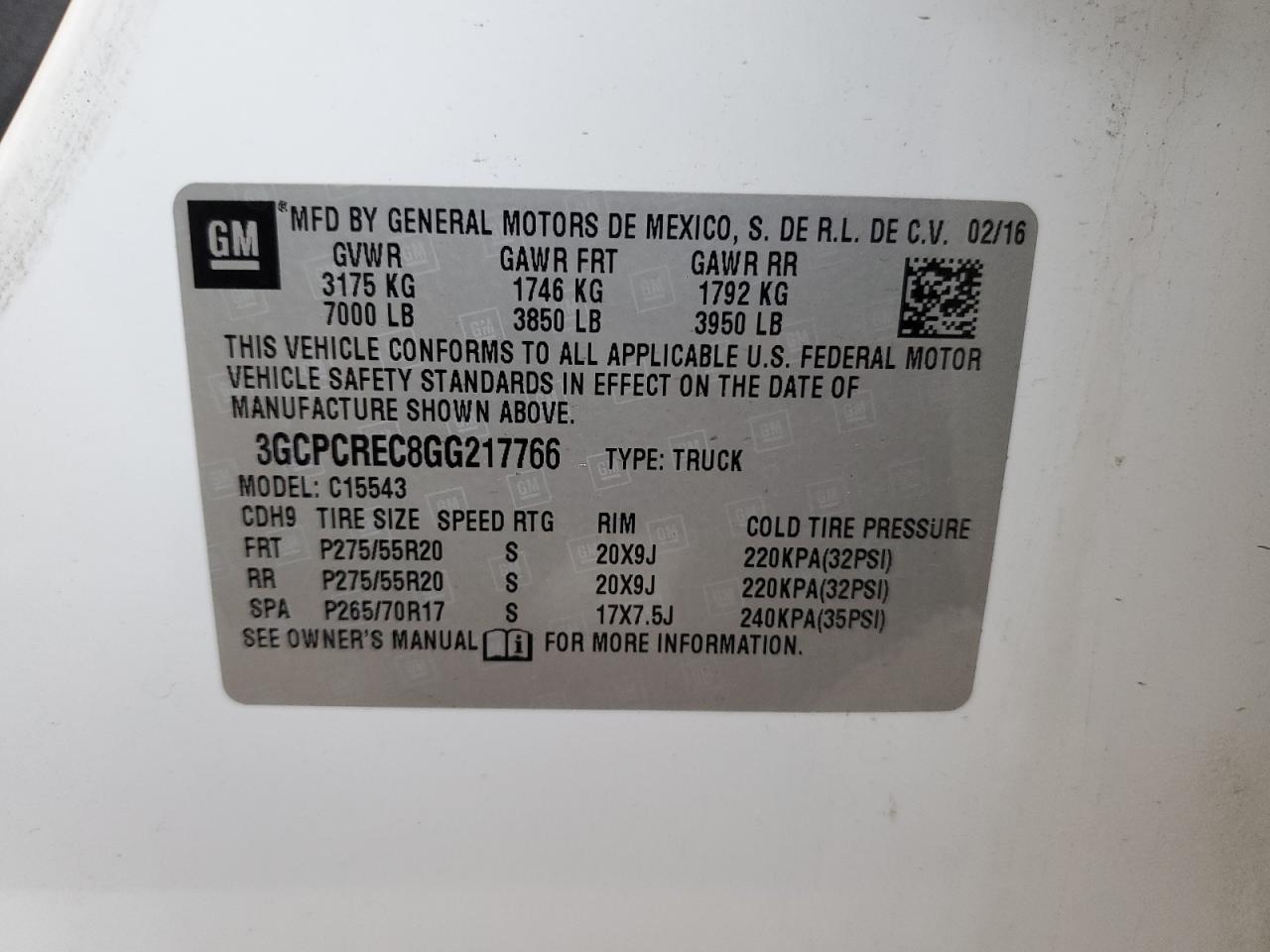 2016 Chevrolet Silverado C1500 Lt VIN: 3GCPCREC8GG217766 Lot: 84743885