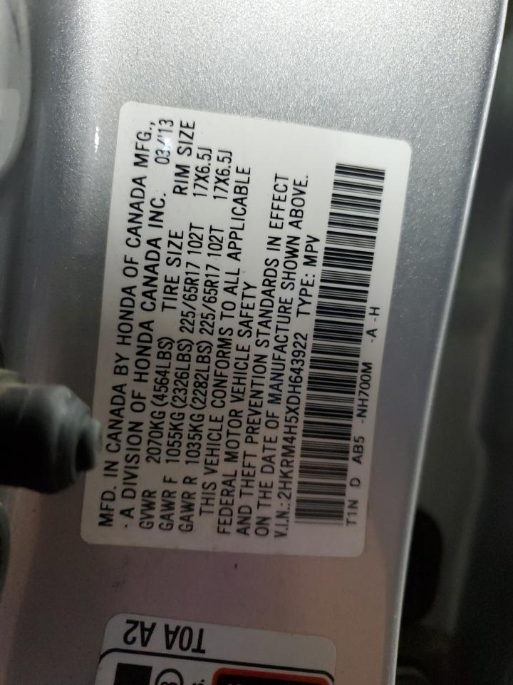 2013 Honda Cr-V Ex VIN: 2HKRM4H5XDH643922 Lot: 86812485