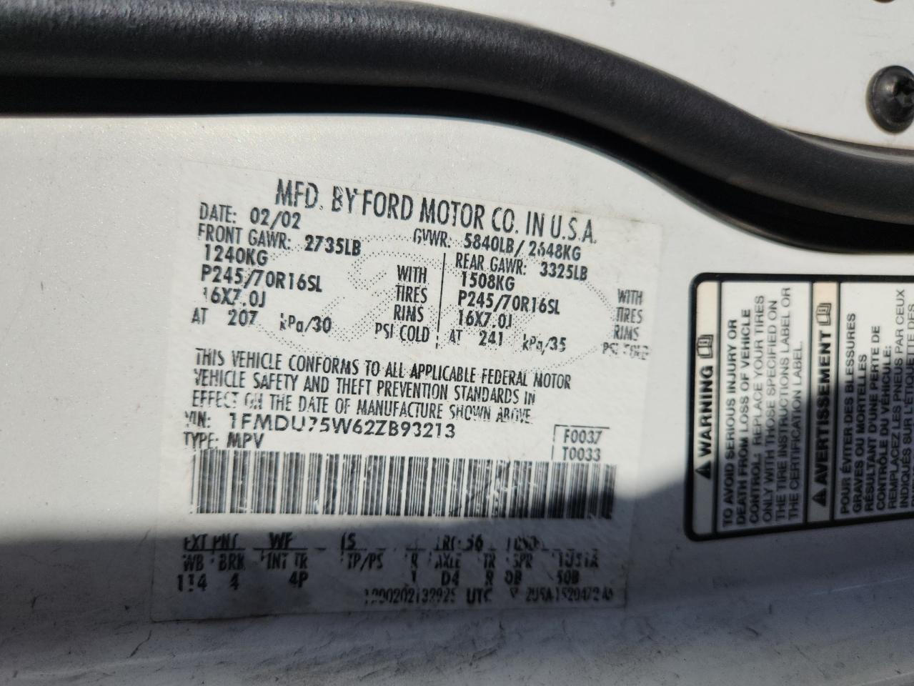 2002 Ford Explorer Limited VIN: 1FMDU75W62ZB93213 Lot: 81965595