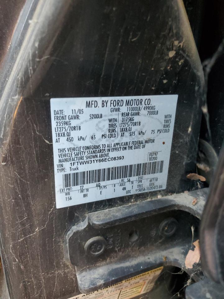 2006 Ford F350 Srw Super Duty VIN: 1FTWW31Y66EC08393 Lot: 87421875