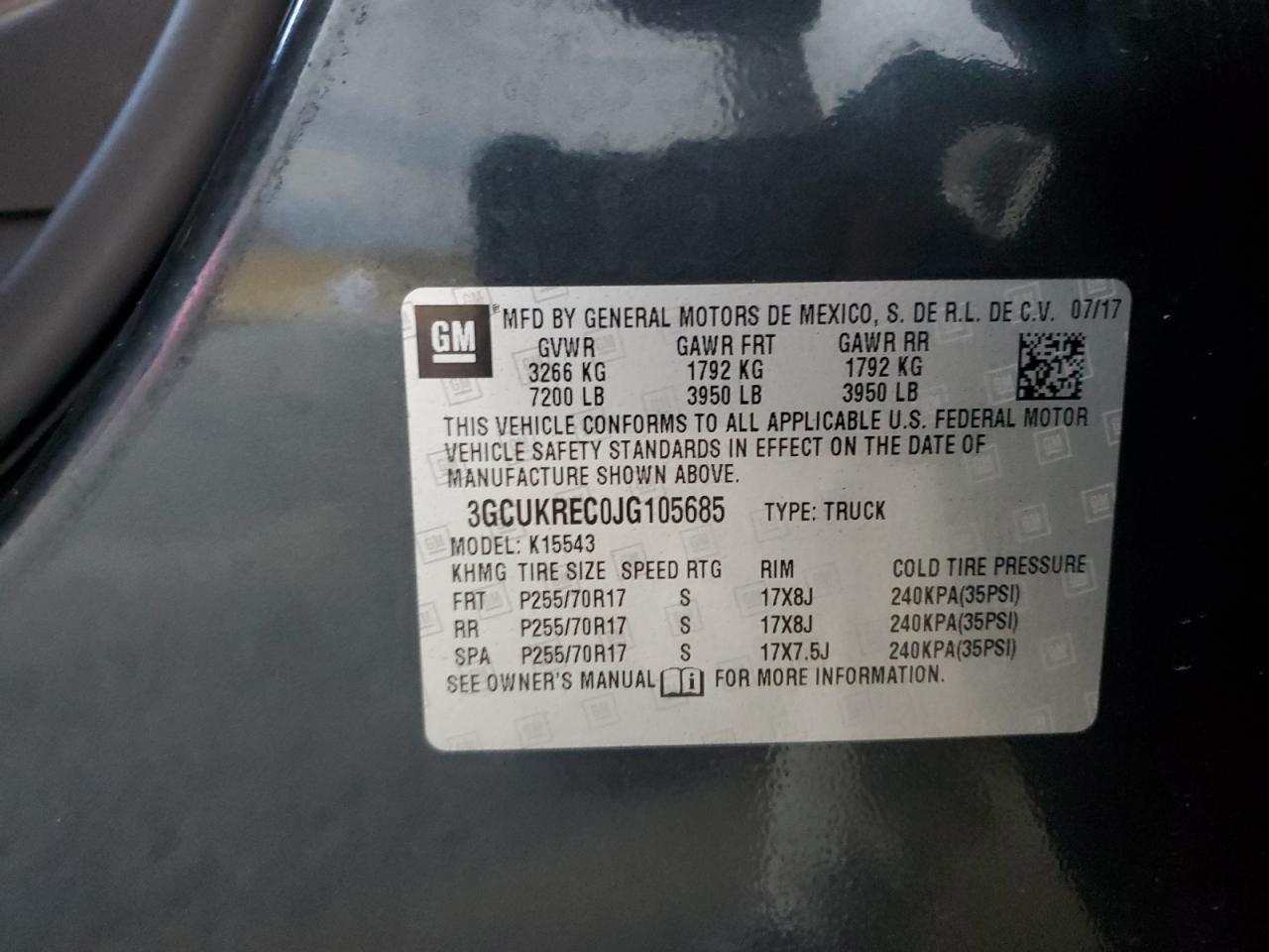 2018 Chevrolet Silverado K1500 Lt VIN: 3GCUKREC0JG105685 Lot: 84740045