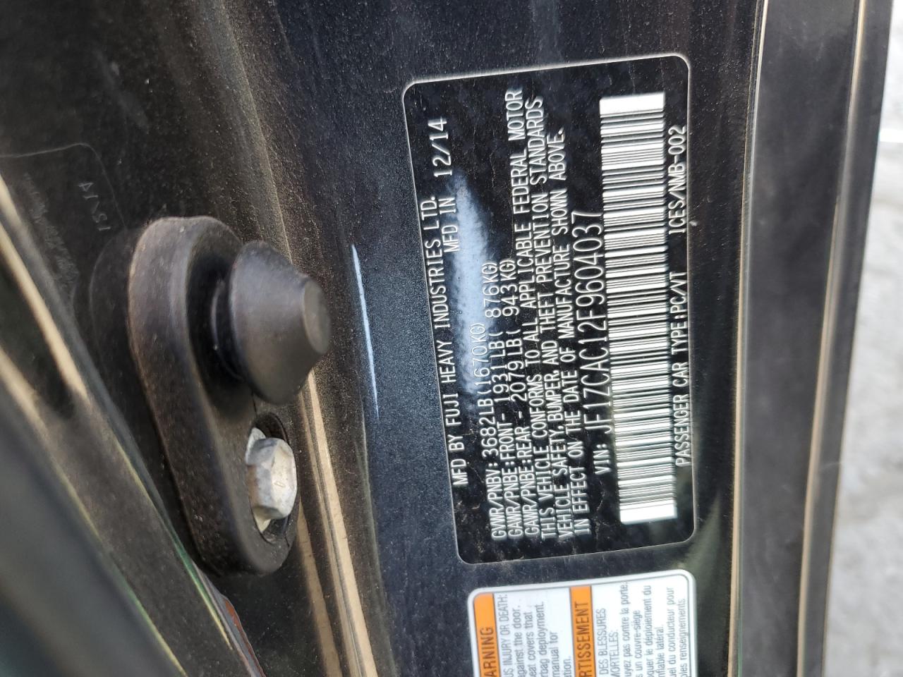 2015 Subaru Brz 2.0 Limited VIN: JF1ZCAC12F9604037 Lot: 84931585