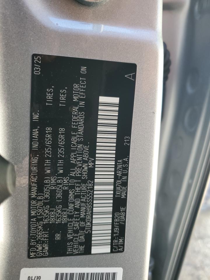 2025 Toyota Highlander Le VIN: 5TDKDRAH9SS552182 Lot: 85151355