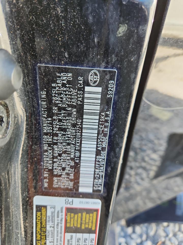 2014 Toyota Camry L VIN: 4T1BF1FKXEU827540 Lot: 82586995