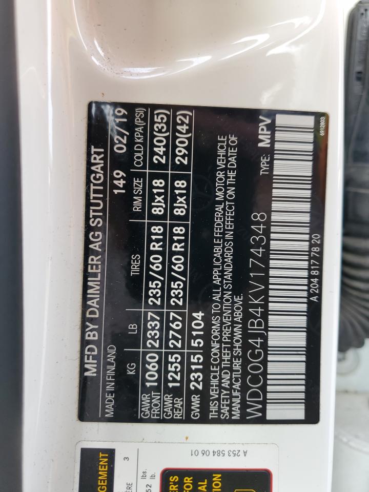 2019 Mercedes-Benz Glc 300 VIN: WDC0G4JB4KV174348 Lot: 90231465