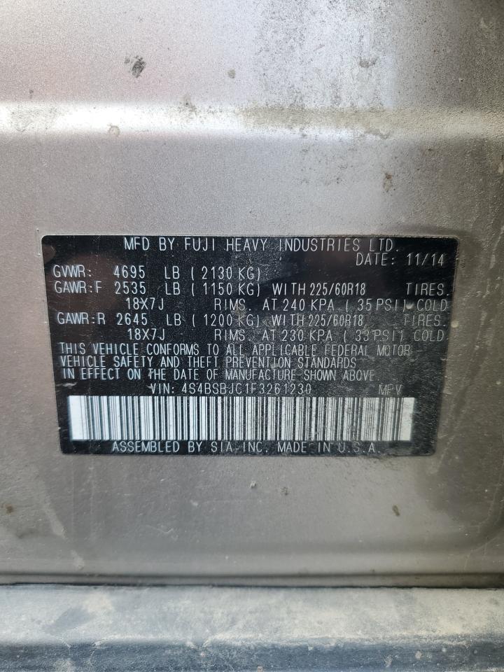 2015 Subaru Outback 2.5I Limited VIN: 4S4BSBJC1F3261230 Lot: 85889095