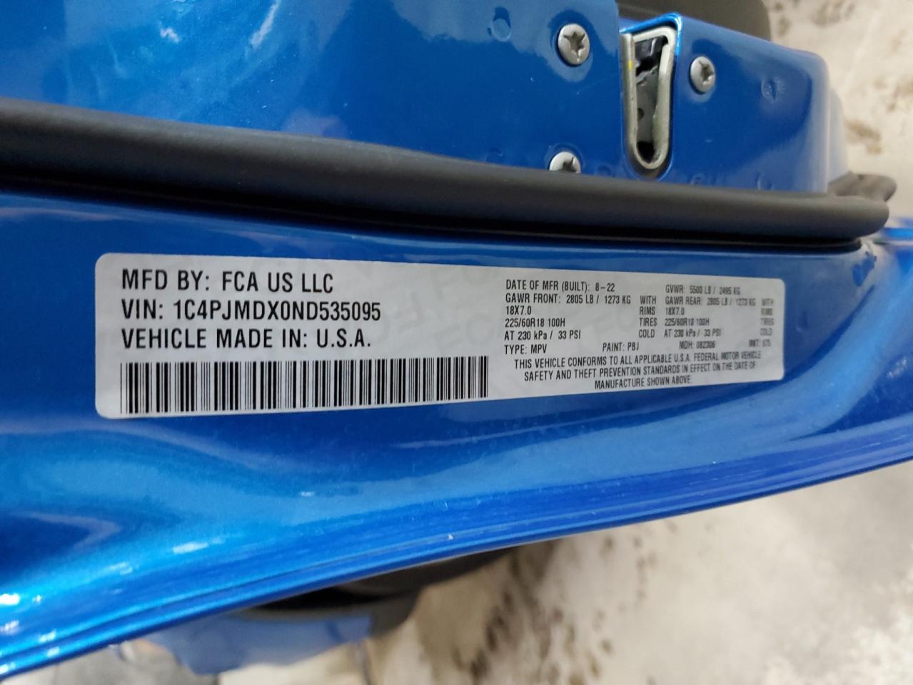 2022 Jeep Cherokee Limited VIN: 1C4PJMDX0ND535095 Lot: 86081015