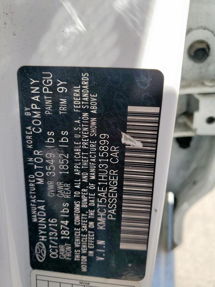 2017 Hyundai Accent Se VIN: KMHCT5AE1HU315899 Lot: 85949545