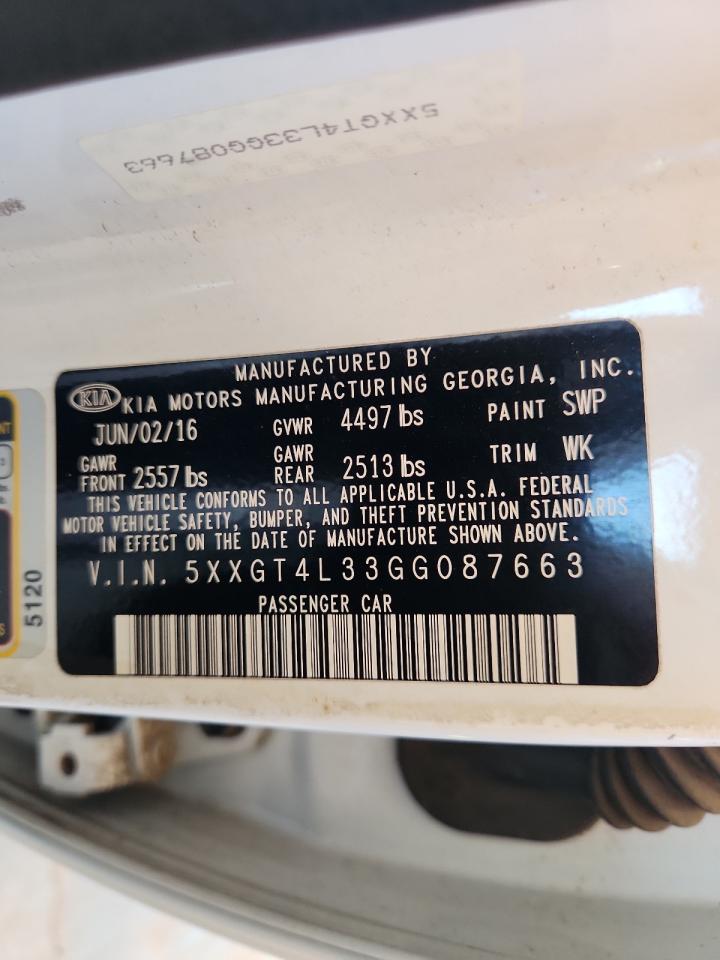 2016 Kia Optima Lx VIN: 5XXGT4L33GG087663 Lot: 84789015