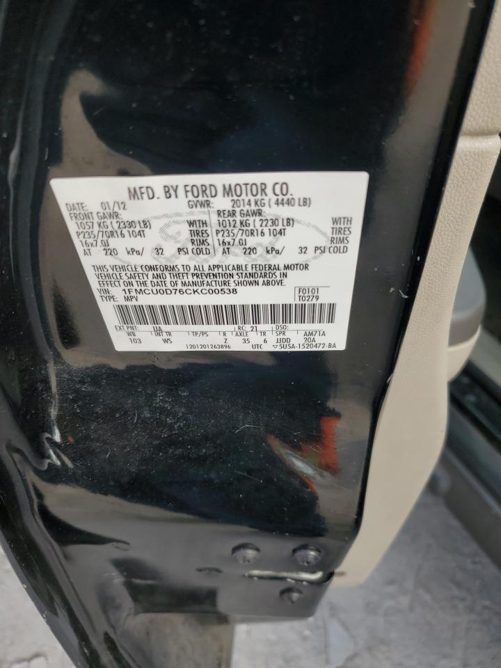 2012 Ford Escape Xlt VIN: 1FMCU0D76CKC00538 Lot: 86218735