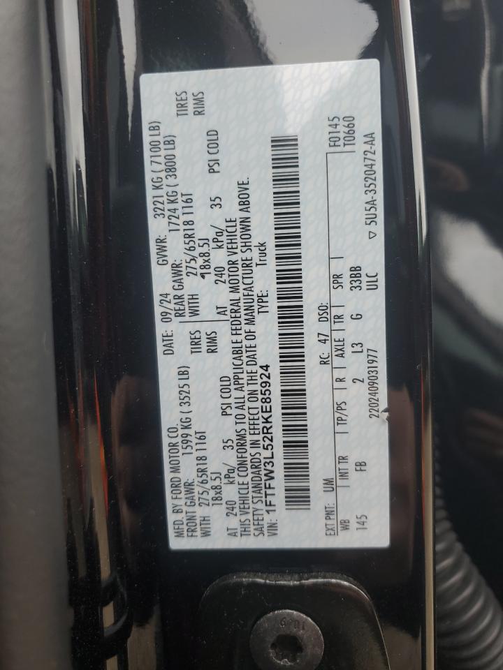 2024 Ford F150 Xlt VIN: 1FTFW3L52RKE85924 Lot: 90824935