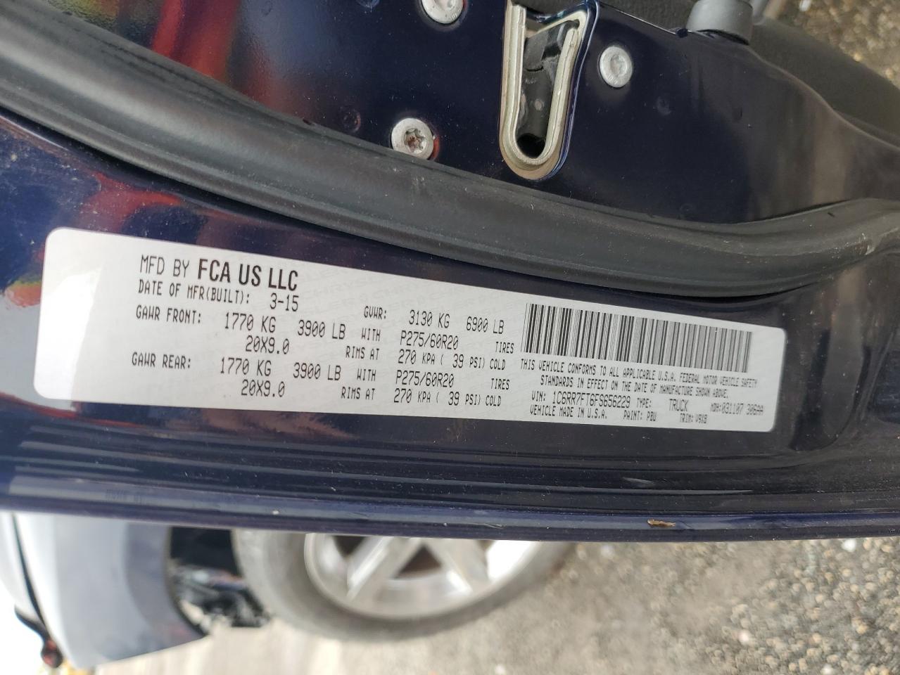 2015 Ram 1500 St VIN: 1C6RR7FT6FS656229 Lot: 86849525