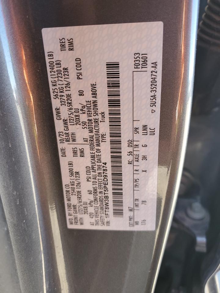 2023 Ford F350 Super Duty VIN: 1FT8W3BT5PED97874 Lot: 85902045