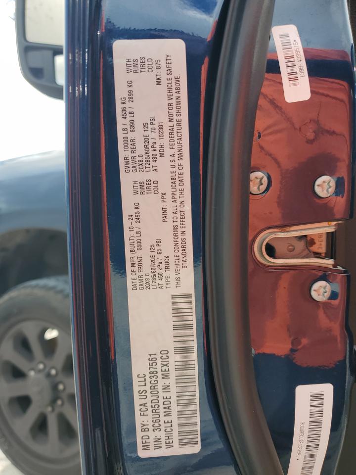 2024 Ram 2500 Big Horn VIN: 3C6UR5DJ0RG387561 Lot: 85104825