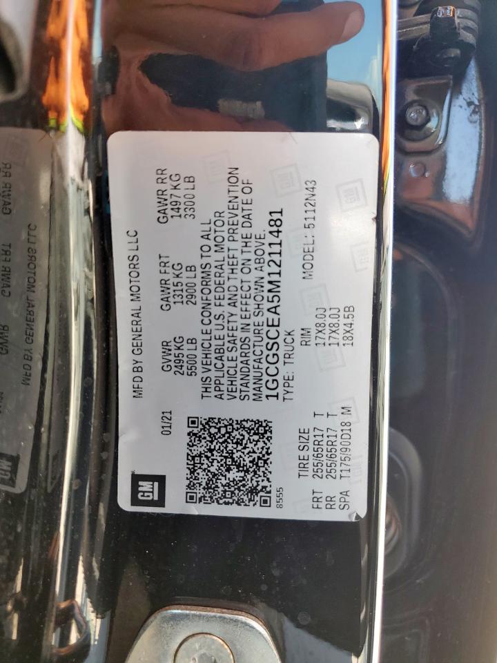 2021 Chevrolet Colorado Lt VIN: 1GCGSCEA5M1211481 Lot: 82209305