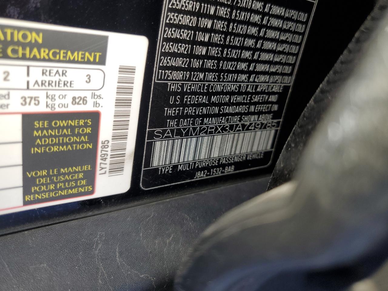 2018 Land Rover Hse VIN: SALYM2RX3JA749785 Lot: 82563835