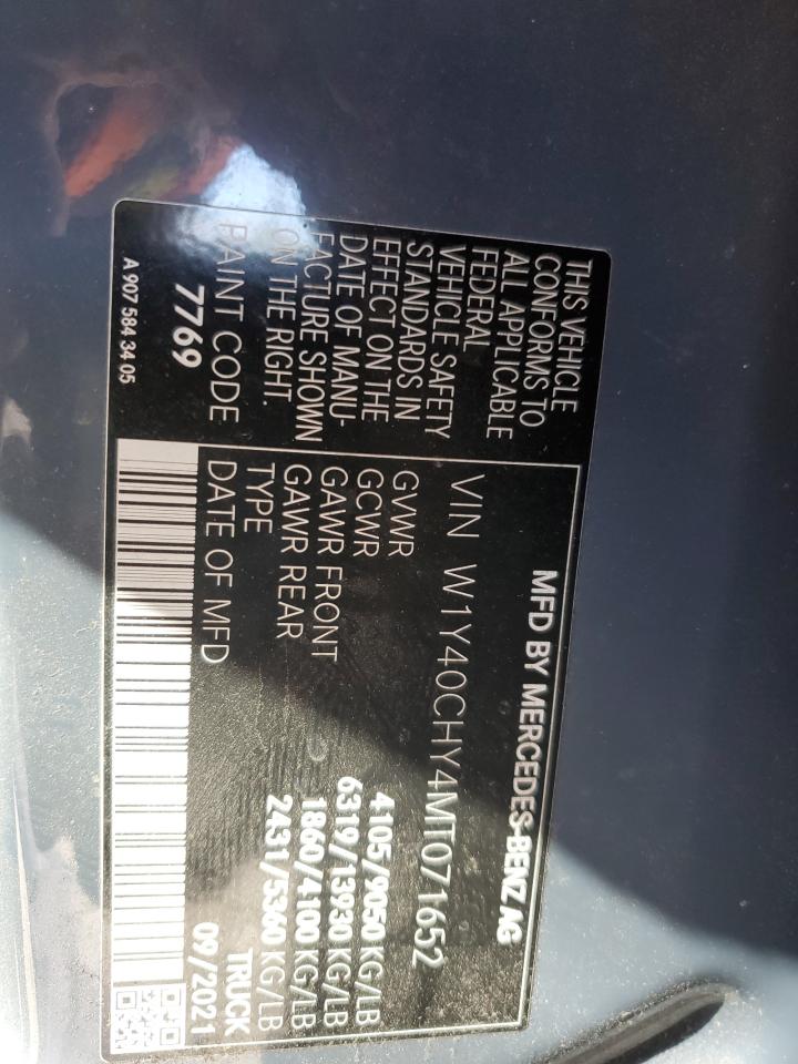 2021 Mercedes-Benz Sprinter 2500 VIN: W1Y40CHY4MT071652 Lot: 86634905