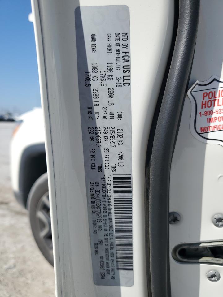 2019 Jeep Compass Trailhawk VIN: 3C4NJDDBXKT752719 Lot: 86166065