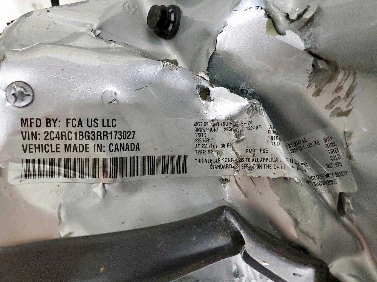 2024 Chrysler Pacifica Touring L VIN: 2C4RC1BG3RR173027 Lot: 86121225