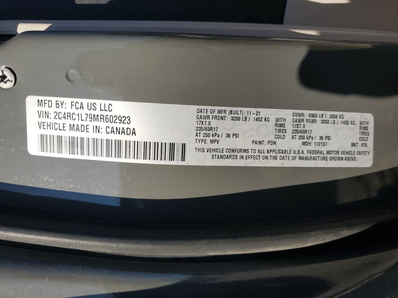 2021 Chrysler Pacifica Hybrid Touring L VIN: 2C4RC1L79MR602923 Lot: 82535335