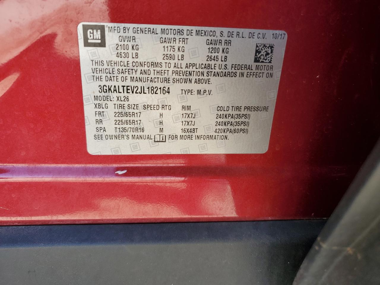 2018 GMC Terrain Sle VIN: 3GKALTEV2JL182164 Lot: 86496475