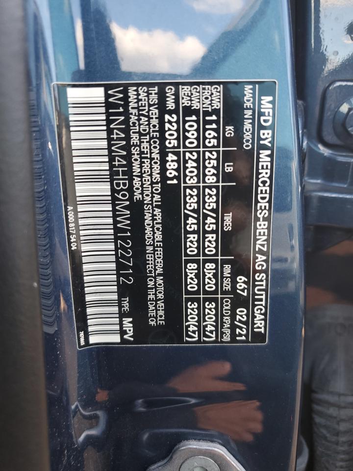 2021 Mercedes-Benz Glb 250 4Matic VIN: W1N4M4HB9MW122712 Lot: 85338125