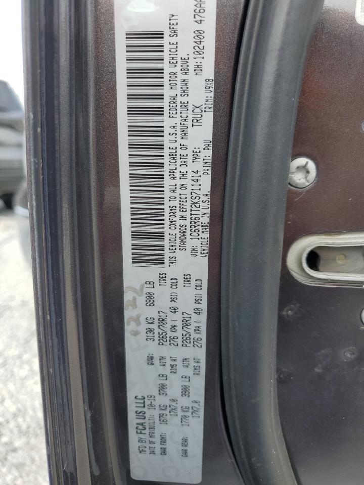 2019 Ram 1500 Classic Slt VIN: 1C6RR6TT2KS711414 Lot: 90313005