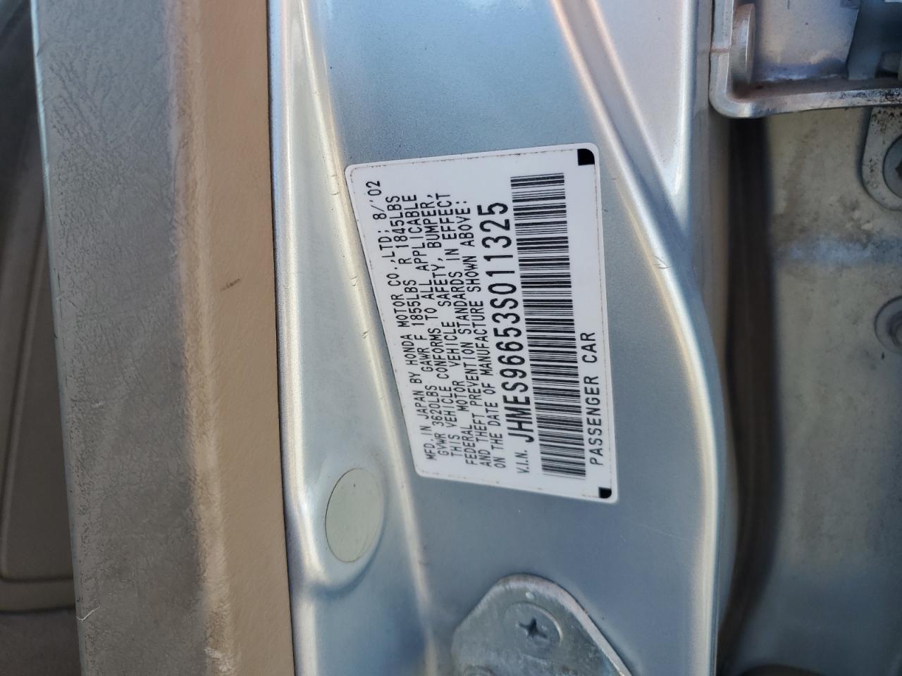 2003 Honda Civic Hybrid VIN: JHMES96653S011325 Lot: 87267295