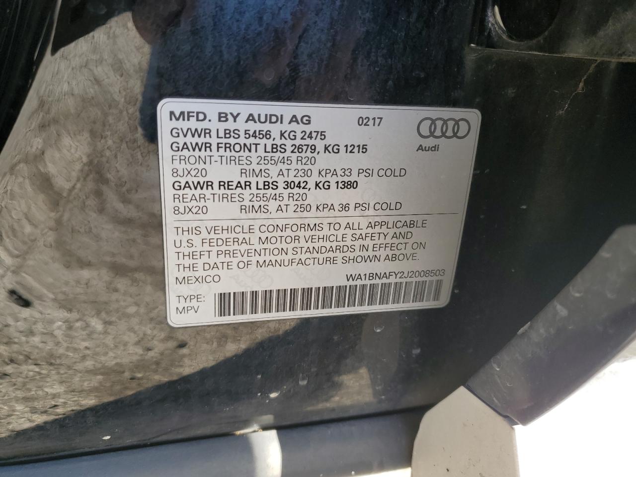 2018 Audi Q5 Premium Plus VIN: WA1BNAFY2J2008503 Lot: 90881275