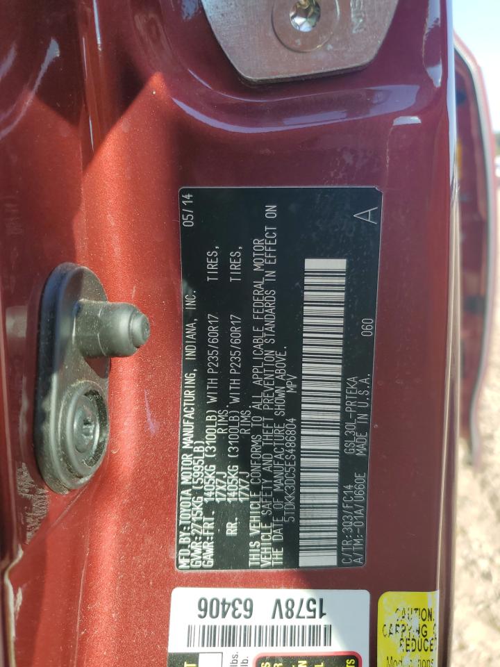 2014 Toyota Sienna Le VIN: 5TDKK3DC5ES486804 Lot: 71993975