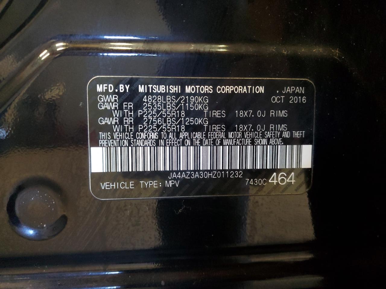 2017 Mitsubishi Outlander Se VIN: JA4AZ3A30HZ011232 Lot: 85075385
