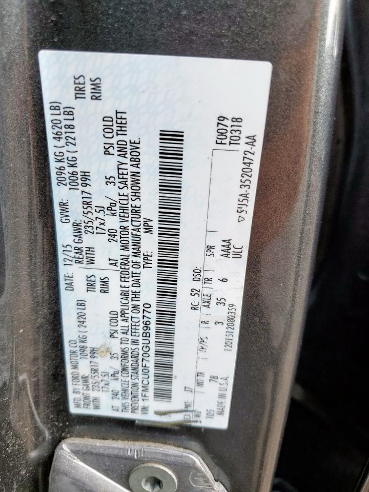 2016 Ford Escape S VIN: 1FMCU0F70GUB96770 Lot: 86328215