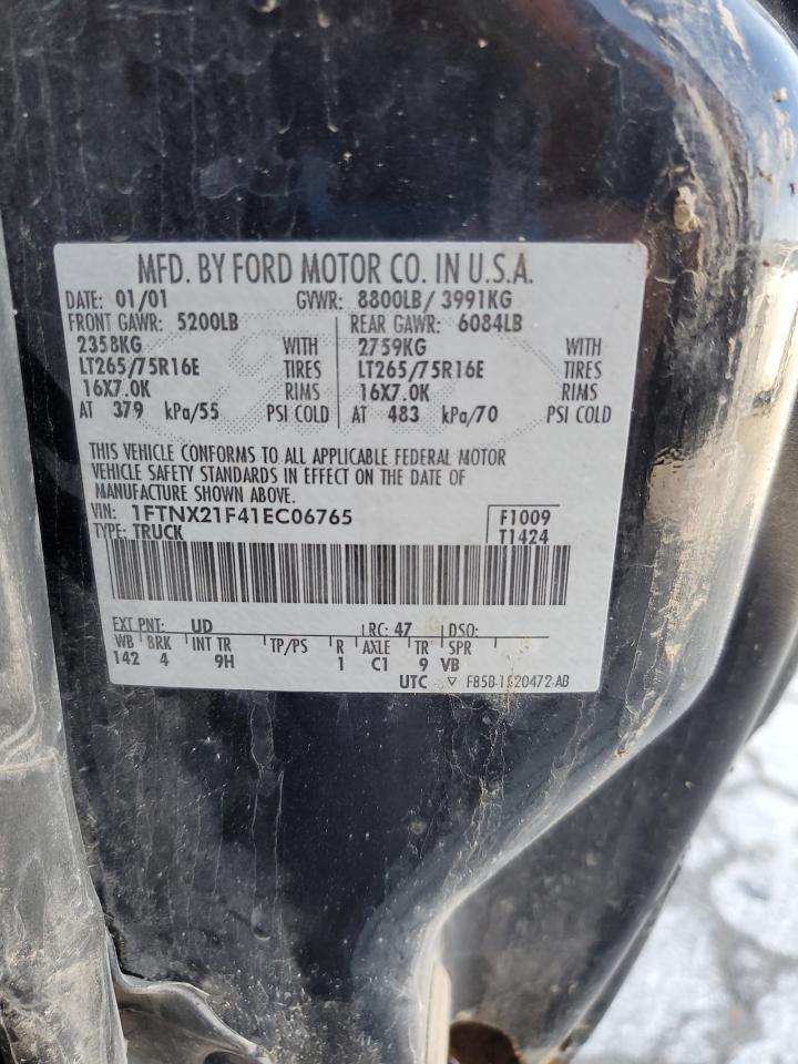 2001 Ford F250 Super Duty VIN: 1FTNX21F41EC06765 Lot: 90368815