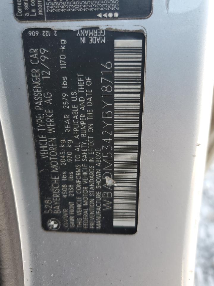 2000 BMW 528 I VIN: WBADM5342YBY18716 Lot: 85184895