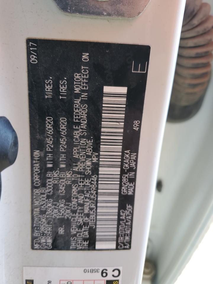 2018 Toyota 4Runner Sr5/Sr5 Premium VIN: JTEBU5JR7J5498446 Lot: 84961875