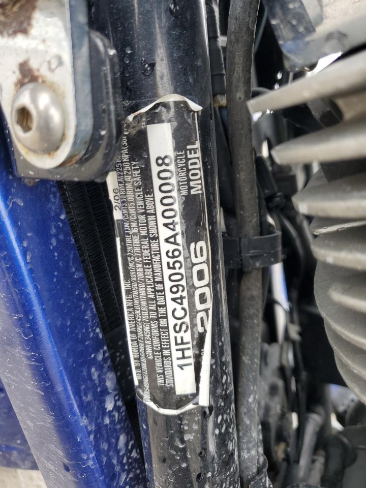 2006 Honda Vtx1800 R VIN: 1HFSC49056A400008 Lot: 85259125