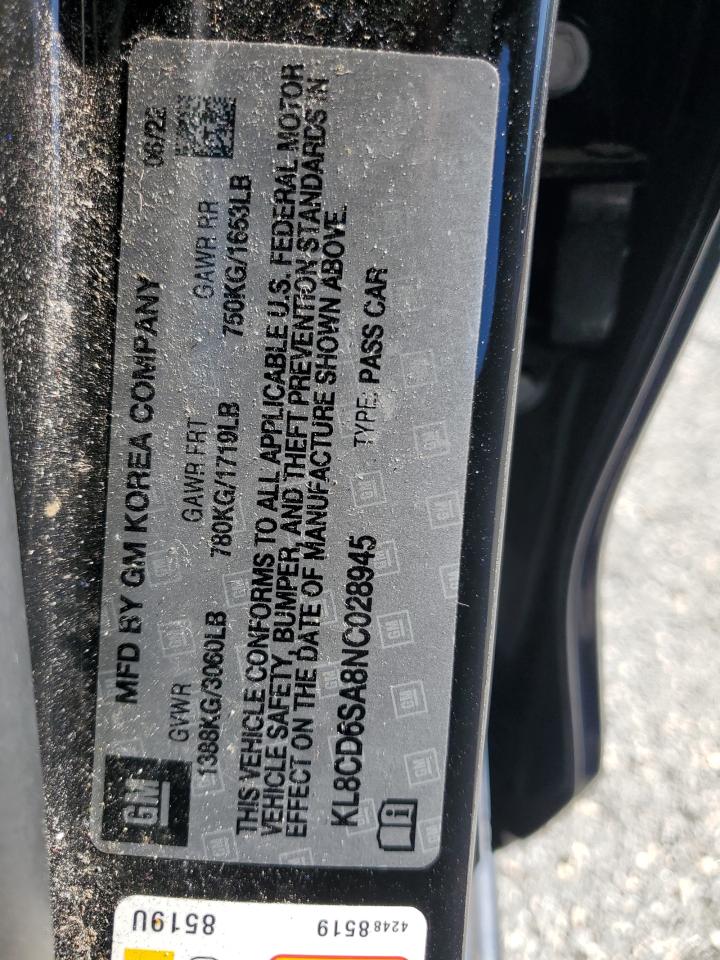 2022 Chevrolet Spark 1Lt VIN: KL8CD6SA8NC028945 Lot: 81703625