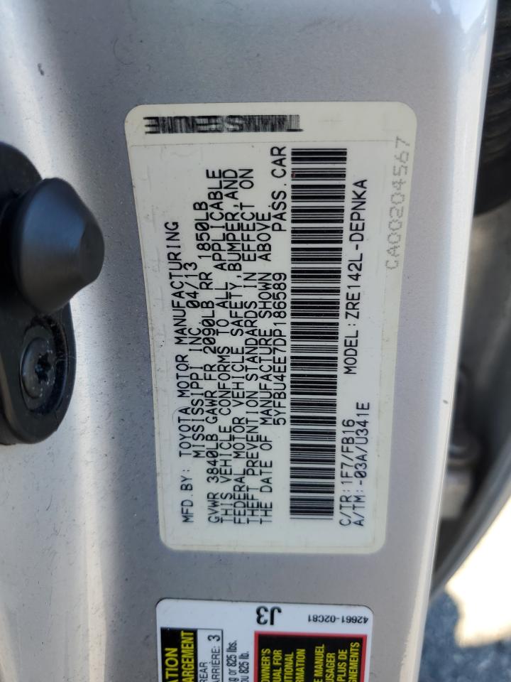 2013 Toyota Corolla Base VIN: 5YFBU4EE7DP186589 Lot: 82205205