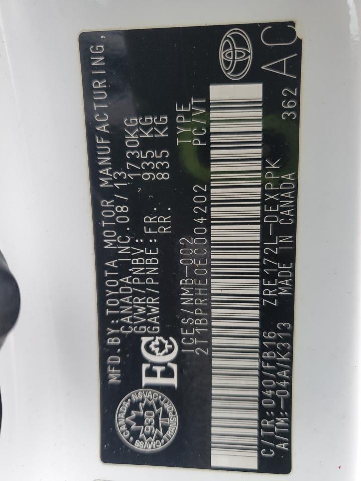 2014 Toyota Corolla Eco VIN: 2T1BPRHE0EC004202 Lot: 85847875