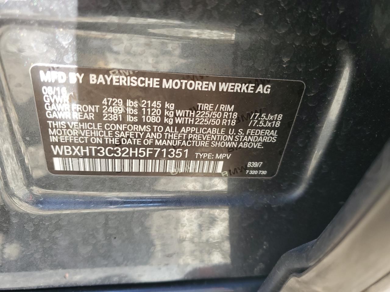 2017 BMW X1 xDrive28I VIN: WBXHT3C32H5F71351 Lot: 84940875