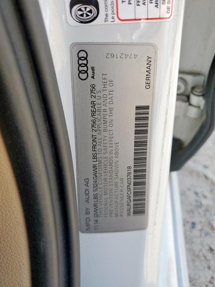 2015 Audi A6 Premium Plus VIN: WAUFGAFC6FN037818 Lot: 84643145