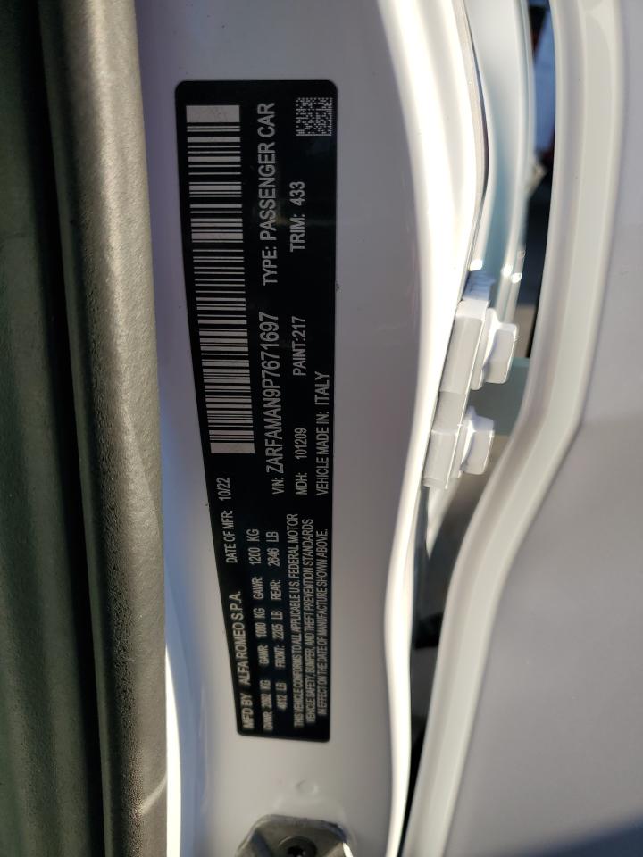 2023 Alfa Romeo Giulia Sprint VIN: ZARFAMAN9P7671697 Lot: 86672035