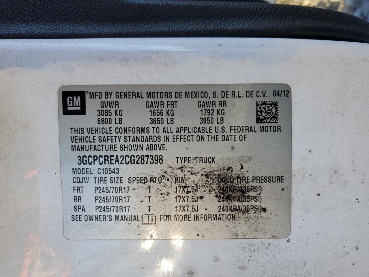 2012 Chevrolet Silverado C1500 Ls VIN: 3GCPCREA2CG287398 Lot: 85666015