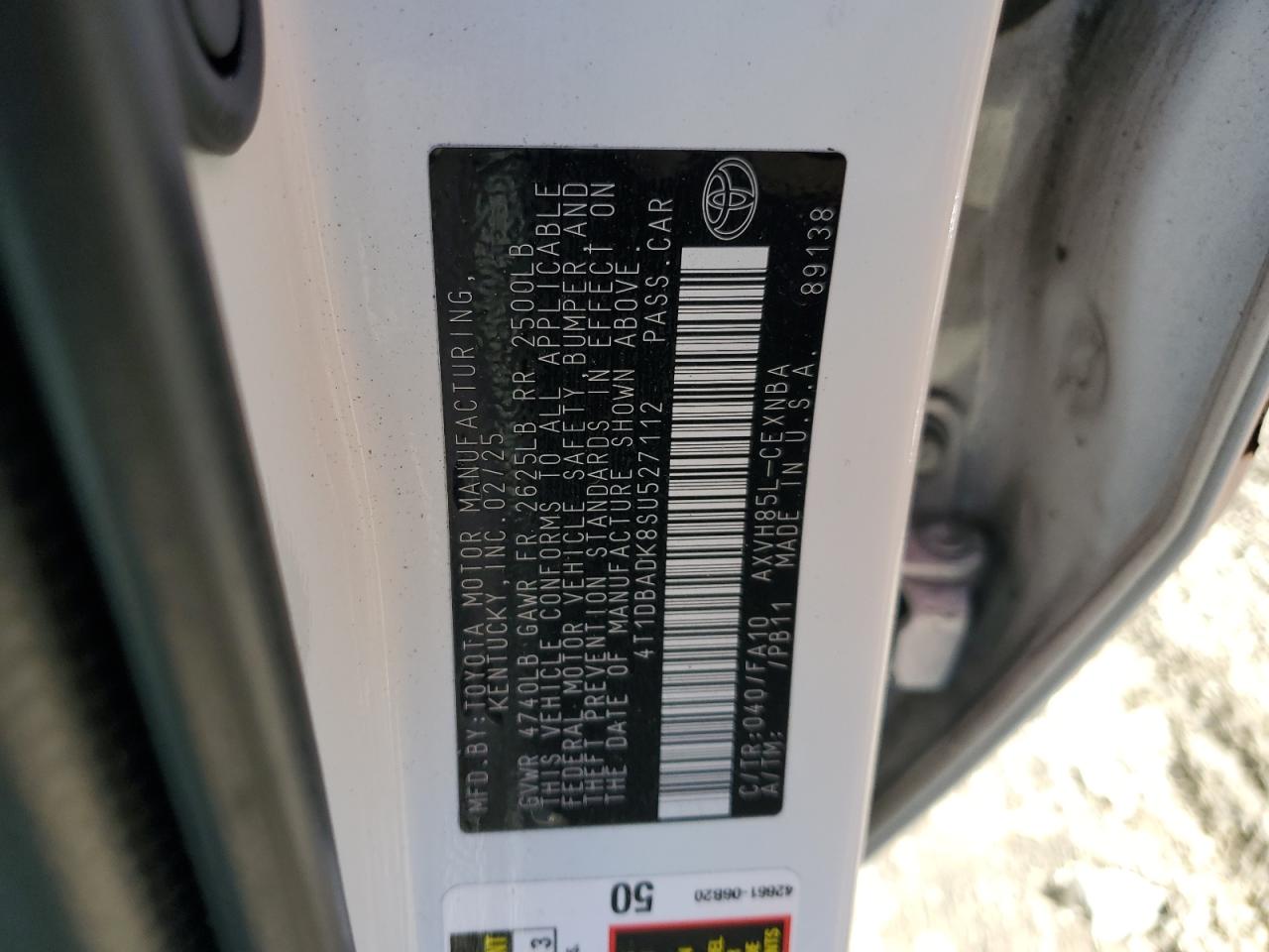 2025 Toyota Camry Xse VIN: 4T1DBADK8SU527112 Lot: 85696305