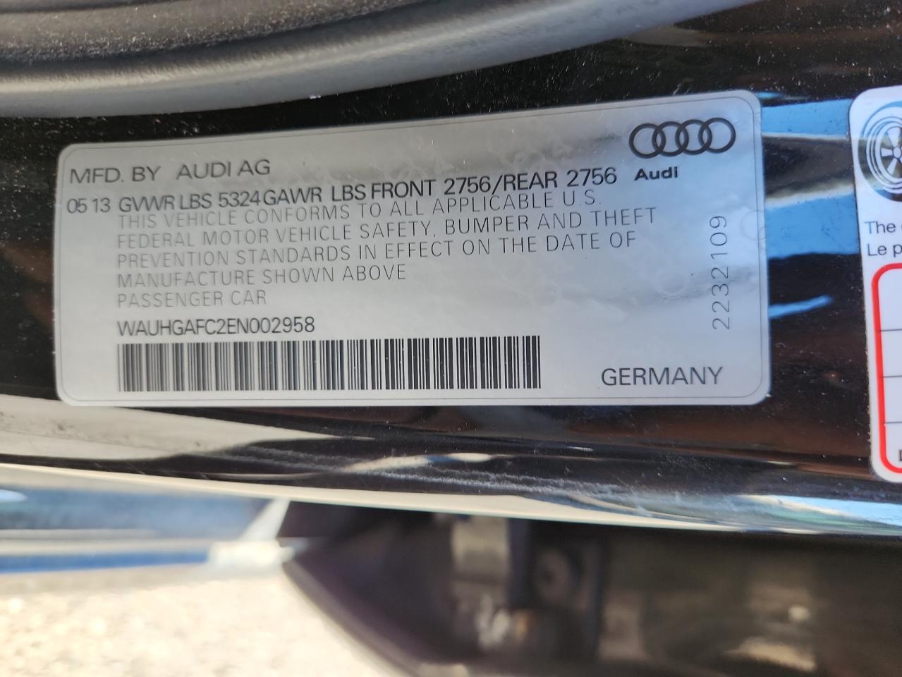 2014 Audi A6 Prestige VIN: WAUHGAFC2EN002958 Lot: 89667995