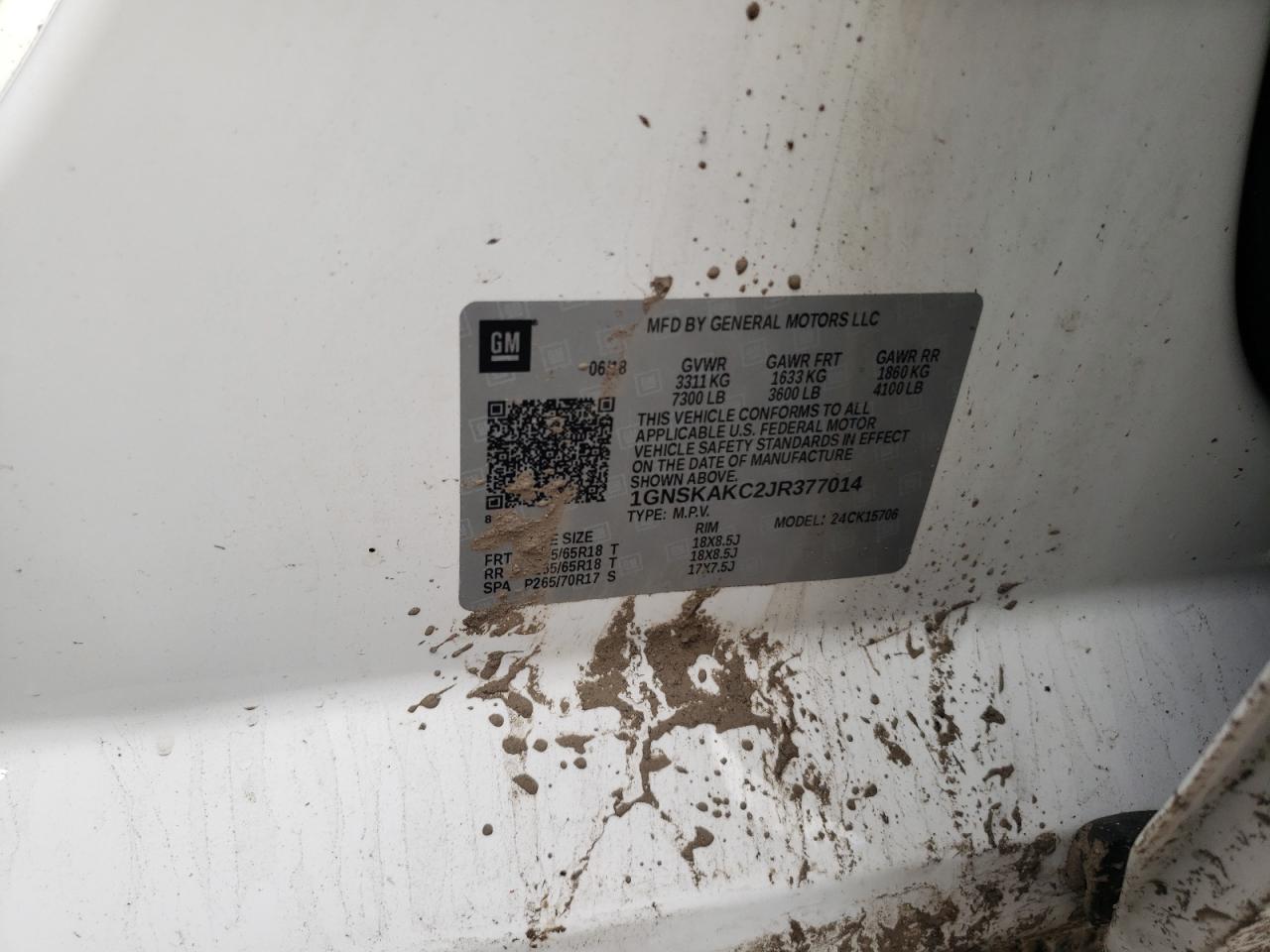 2018 Chevrolet Tahoe K1500 Ls VIN: 1GNSKAKC2JR377014 Lot: 86067745