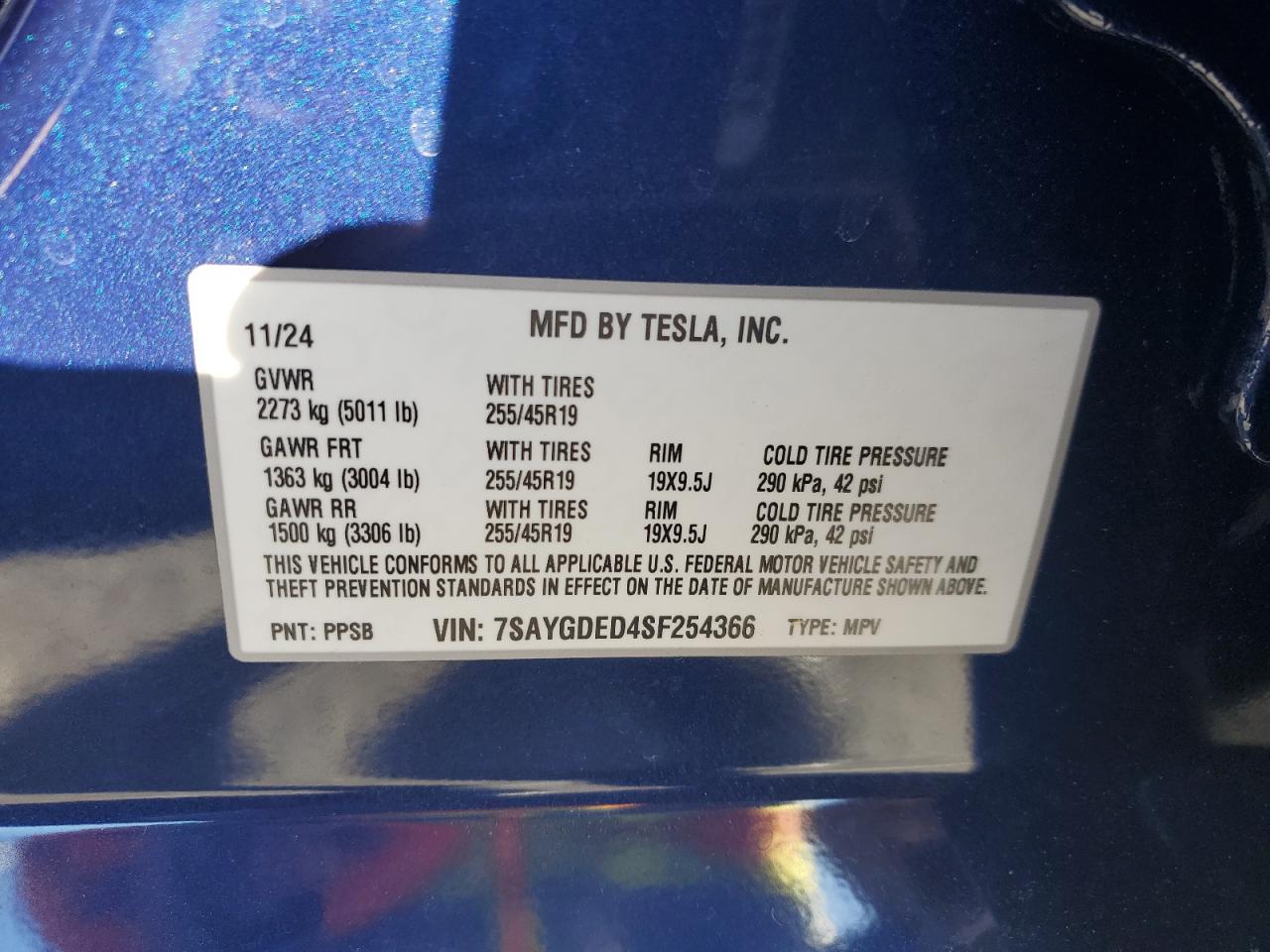 2025 Tesla Model Y VIN: 7SAYGDED4SF254366 Lot: 85208025