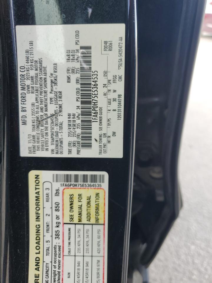 2014 Ford Fusion Se VIN: 1FA6P0H75E5364535 Lot: 82363765