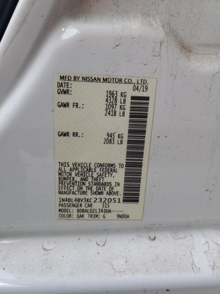 2019 Nissan Altima S VIN: 1N4BL4BV3KC232051 Lot: 86142665