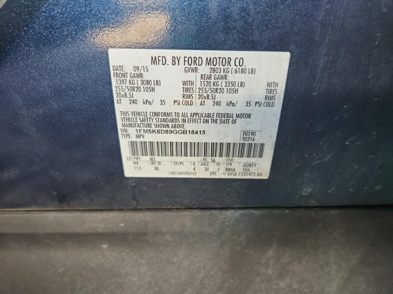 2016 Ford Explorer Xlt VIN: 1FM5K8D89GGB18415 Lot: 85900245